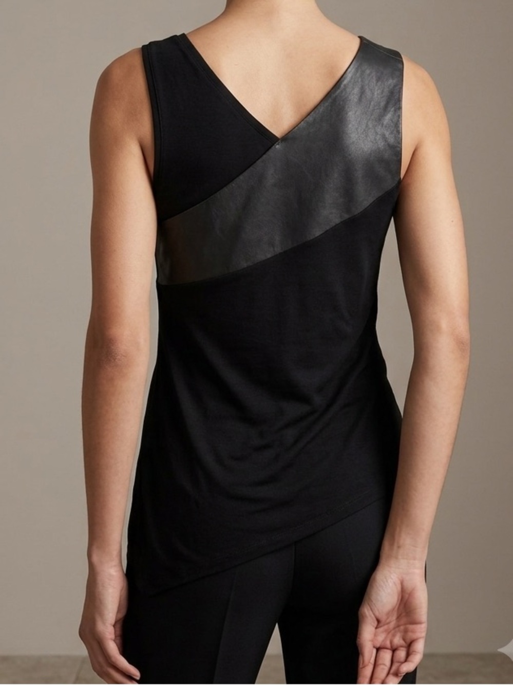 Danier Black Italian Leather-Trim Top